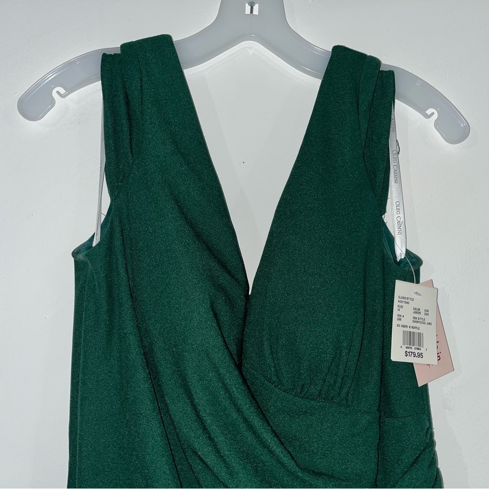 NWT Oleg Cassini Forest Green Maxi Dress - Picture 3 of 5